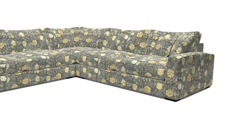 Stockbridge Corner Sofa LHF in V&A Threads of India Opulent Velvets Ikat Mirage Burnt Umber 