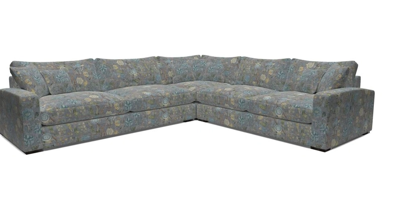 Stockbridge Corner Sofa LHF in V&A Threads of India Opulent Velvets Ikat Mirage Burnt Umber 