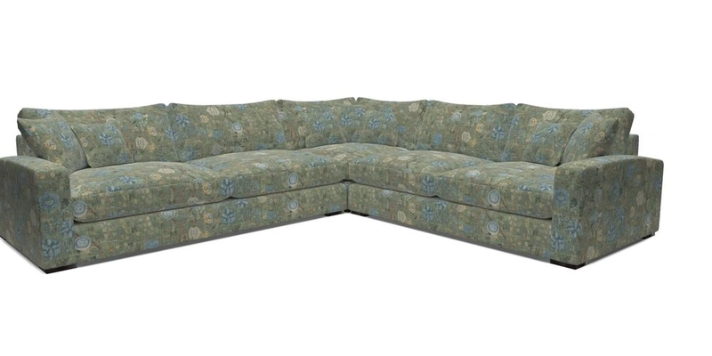 Stockbridge Corner Sofa LHF in V&A Threads of India Opulent Velvets Ikat Mirage Burnt Umber 