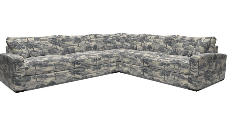 Stockbridge Corner Sofa LHF in V&A Threads of India Opulent Velvets Ikat Mirage Burnt Umber 