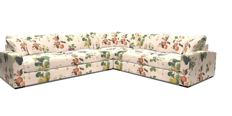 Stockbridge Corner Sofa LHF in V&A Threads of India Opulent Velvets Ikat Mirage Burnt Umber 