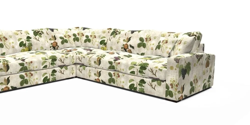 Stockbridge Corner Sofa LHF in V&A Threads of India Opulent Velvets Ikat Mirage Burnt Umber 