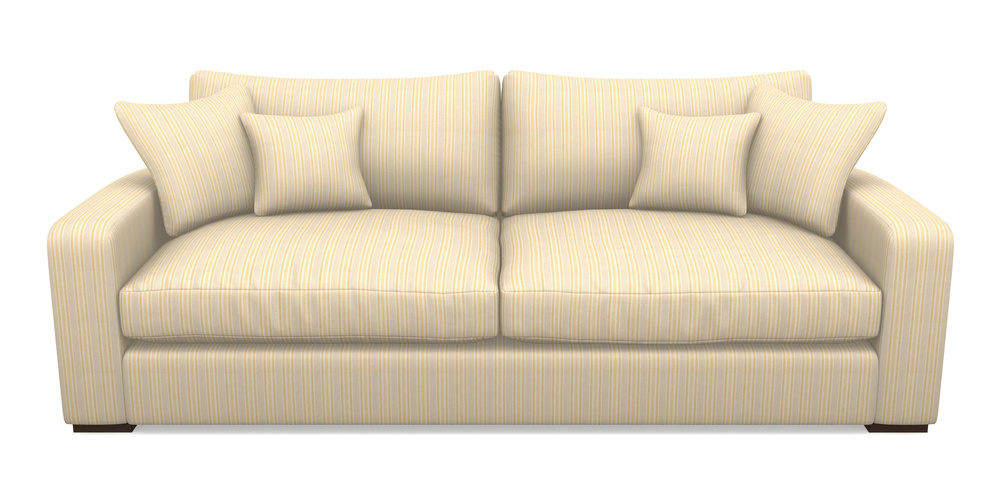 Product photograph of Stockbridge 4 Seater Sofa In Cloth 22 - Racing Stripes Ayr - Lemon from Sofas and Stuff Limited