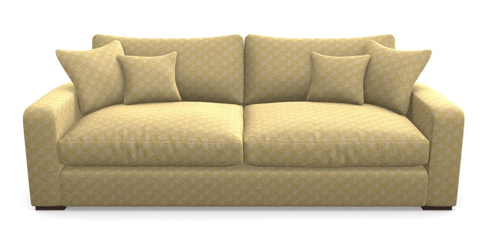 Product photograph of Stockbridge 4 Seater Sofa In Cloth 21 - Decorative Leaf - Canary from Sofas and Stuff Limited