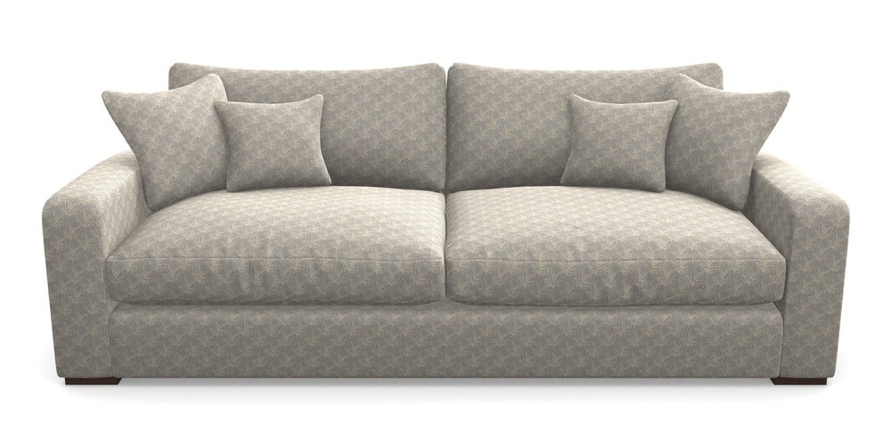 Product photograph of Stockbridge 4 Seater Sofa In Cloth 21 - Decorative Leaf - Magnesium from Sofas and Stuff Limited