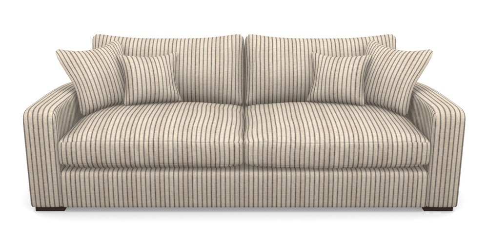 Product photograph of Stockbridge 4 Seater Sofa In Cloth 18 Stripes - Ticking - Bible Black from Sofas and Stuff Limited