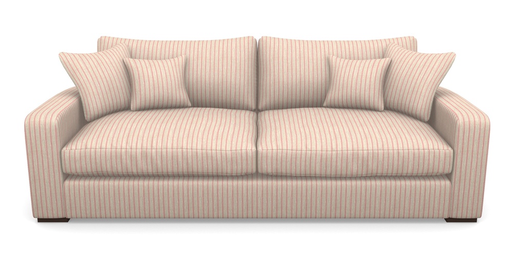 Product photograph of Stockbridge 4 Seater Sofa In Cloth 18 Stripes - Ticking - Cranberry from Sofas and Stuff Limited