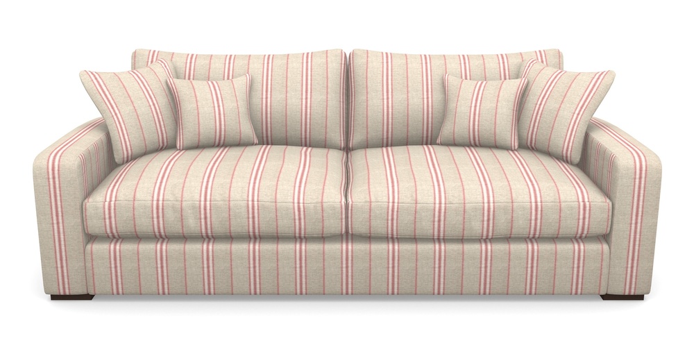 Product photograph of Stockbridge 4 Seater Sofa In Cloth 18 Stripes - Regimental - Cranberry from Sofas and Stuff Limited