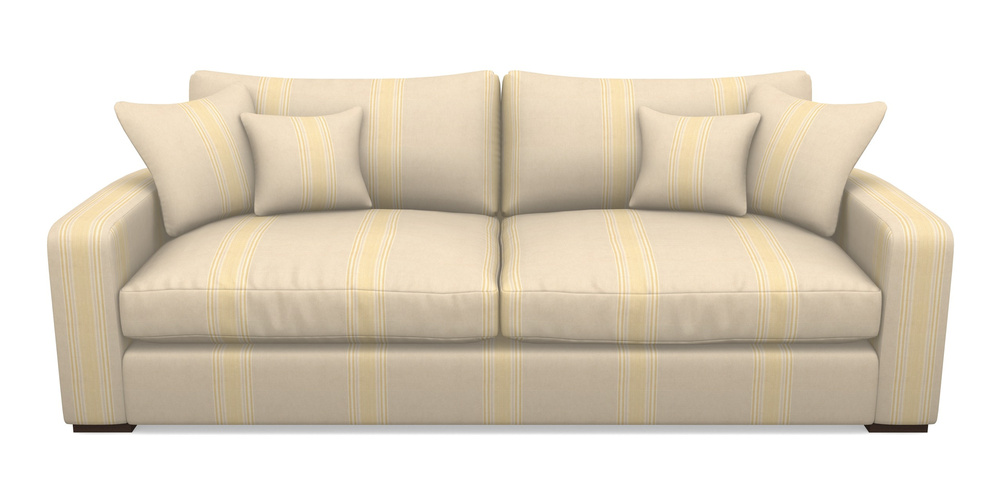 Product photograph of Stockbridge 4 Seater Sofa In Cloth 22 - Racing Stripes Cheltenham - Lemon from Sofas and Stuff Limited