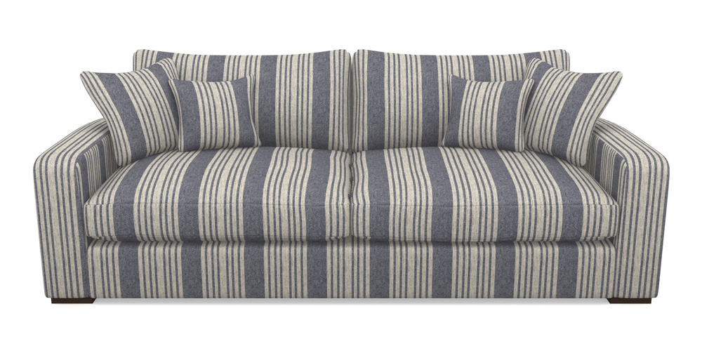 Product photograph of Stockbridge 4 Seater Sofa In Cloth 22 - Bayadere - Deep Water from Sofas and Stuff Limited