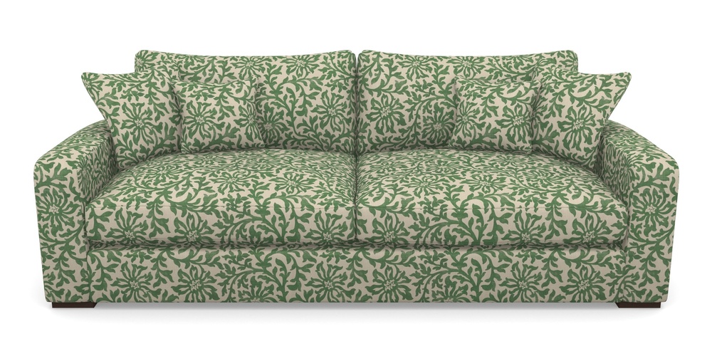 Product photograph of Stockbridge 4 Seater Sofa In V A Brompton Collection - Floral Scroll - Basil from Sofas and Stuff Limited