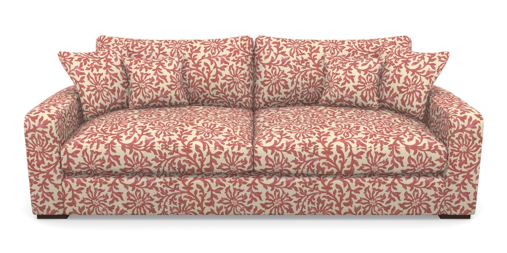 Product photograph of Stockbridge 4 Seater Sofa In V A Brompton Collection - Floral Scroll - Chilli from Sofas and Stuff Limited