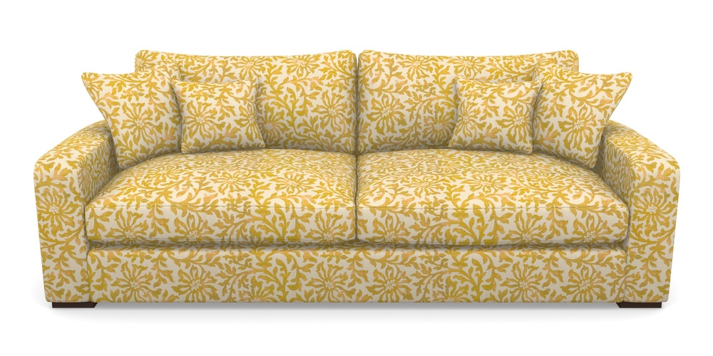 Product photograph of Stockbridge 4 Seater Sofa In V A Brompton Collection - Floral Scroll - Corn from Sofas and Stuff Limited