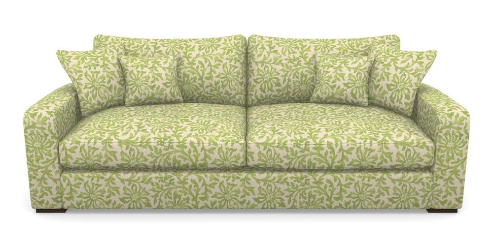 Product photograph of Stockbridge 4 Seater Sofa In V A Brompton Collection - Floral Scroll - Lime from Sofas and Stuff Limited