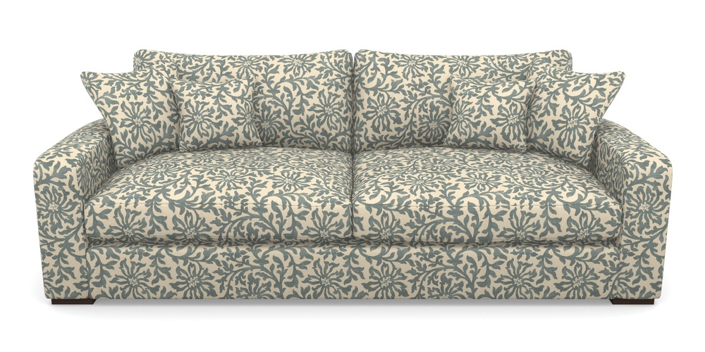 Product photograph of Stockbridge 4 Seater Sofa In V A Brompton Collection - Floral Scroll - Pebble from Sofas and Stuff Limited