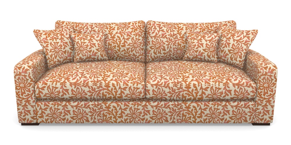 Product photograph of Stockbridge 4 Seater Sofa In V A Brompton Collection - Floral Scroll - Terracotta from Sofas and Stuff Limited