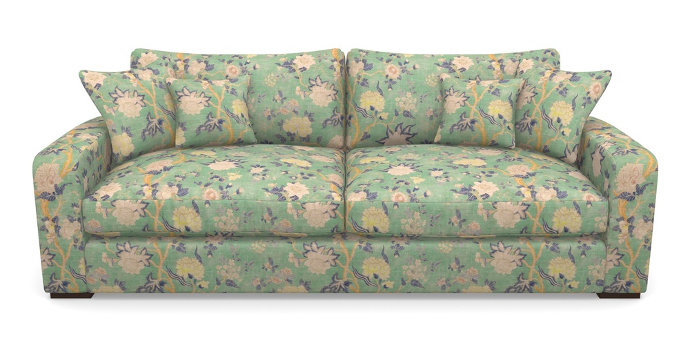 Product photograph of Stockbridge 4 Seater Sofa In Floral Linen - Even So Verde from Sofas and Stuff Limited