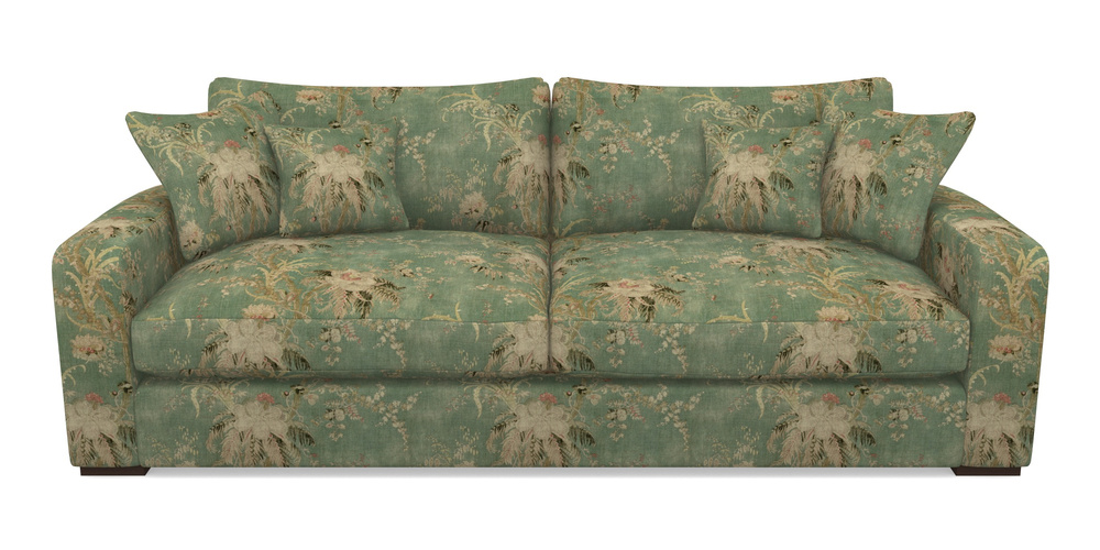 Product photograph of Stockbridge 4 Seater Sofa In Floral Linen - Zefferino Emerald from Sofas and Stuff Limited