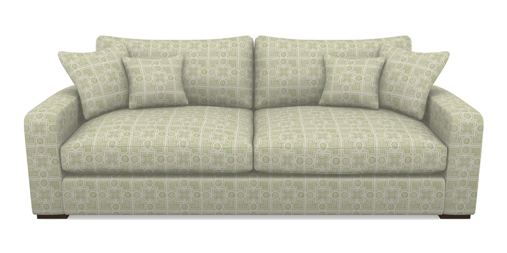 Product photograph of Stockbridge 4 Seater Sofa In Rhs Collection - Small Knot Garden Cotton Weave - Green from Sofas and Stuff Limited