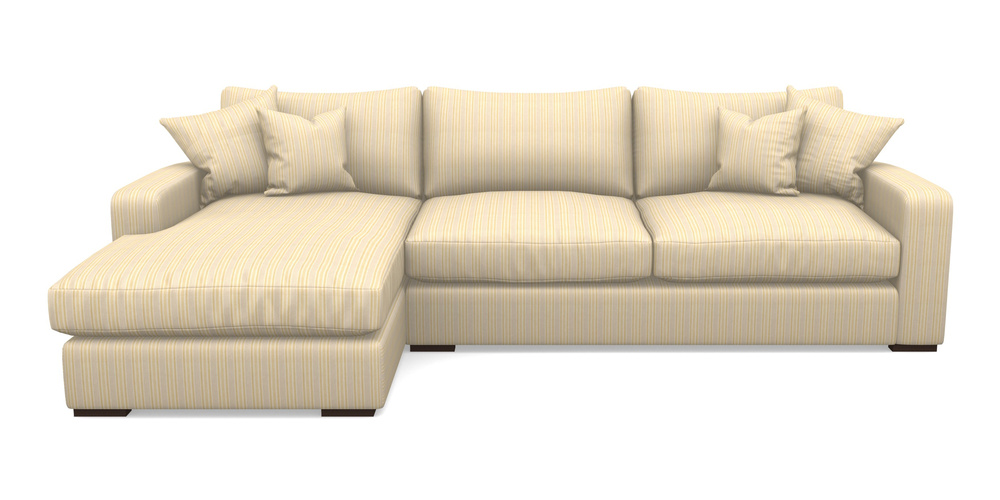 Product photograph of Stockbridge Chaise Lhf In Cloth 22 - Racing Stripes Ayr - Lemon from Sofas and Stuff Limited