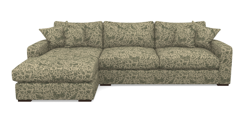 Product photograph of Stockbridge Chaise Lhf In V A Drawn From Nature - Bird And Rabbit - Dark Green from Sofas and Stuff Limited