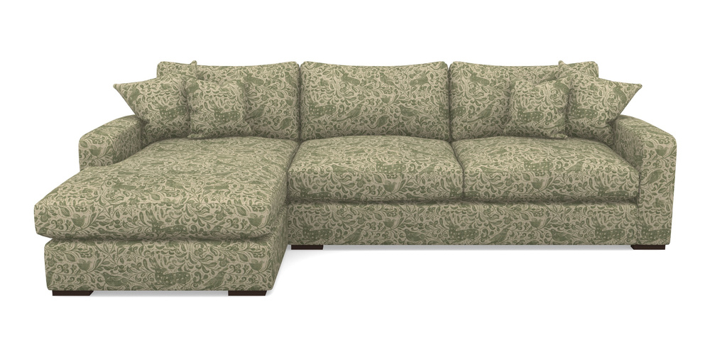 Product photograph of Stockbridge Chaise Lhf In V A Drawn From Nature - Bird And Rabbit - Light Green from Sofas and Stuff Limited