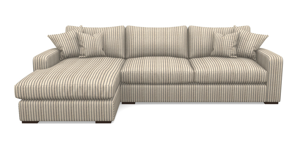 Product photograph of Stockbridge Chaise Lhf In Cloth 18 Stripes - Ticking - Bible Black from Sofas and Stuff Limited