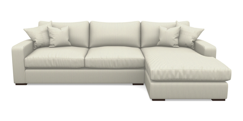 Product photograph of Stockbridge Chaise Lhf In Cotton Stripe - Airforce from Sofas and Stuff Limited