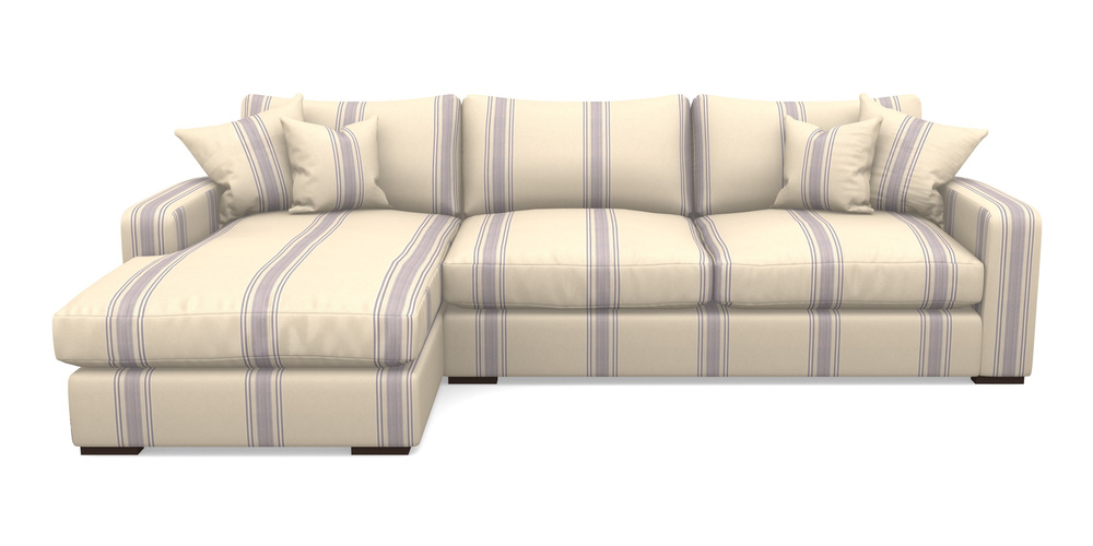 Product photograph of Stockbridge Chaise Lhf In Cloth 22 - Racing Stripes Cheltenham - Blueberry from Sofas and Stuff Limited