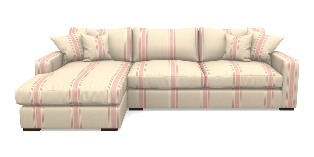 Product photograph of Stockbridge Chaise Lhf In Cloth 22 - Racing Stripes Cheltenham - Cherry from Sofas and Stuff Limited