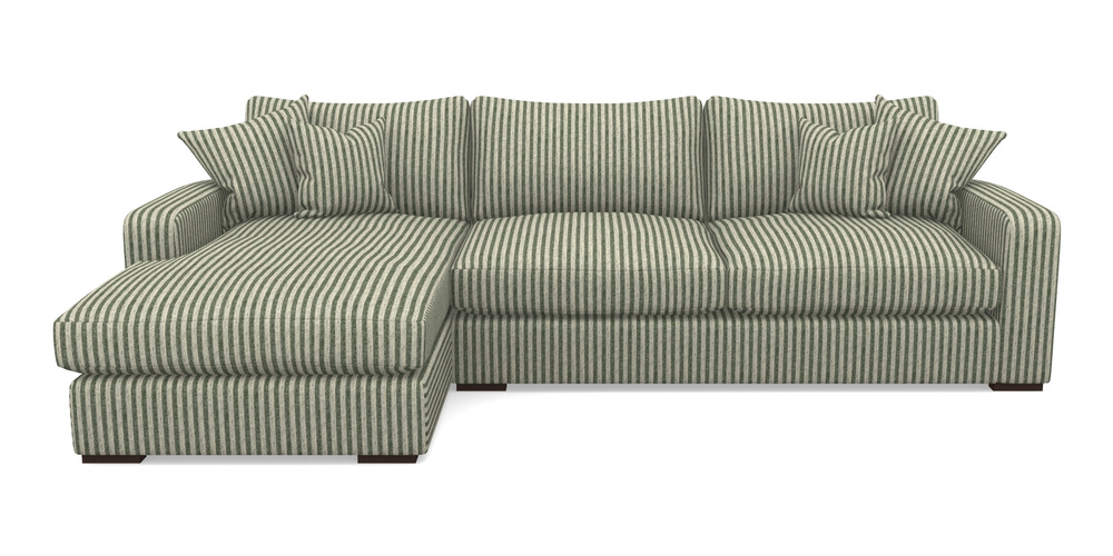 Product photograph of Stockbridge Chaise Lhf In Cloth 22 - Pinstripe - Courgette from Sofas and Stuff Limited