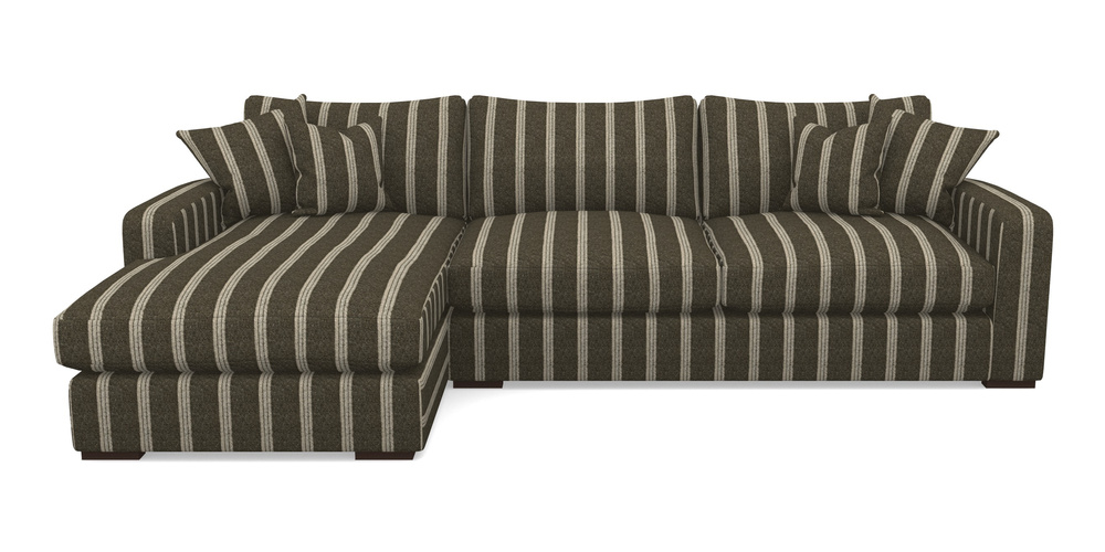 Product photograph of Stockbridge Chaise Lhf In Cloth 20 - Design 2 - Olive Stripe from Sofas and Stuff Limited