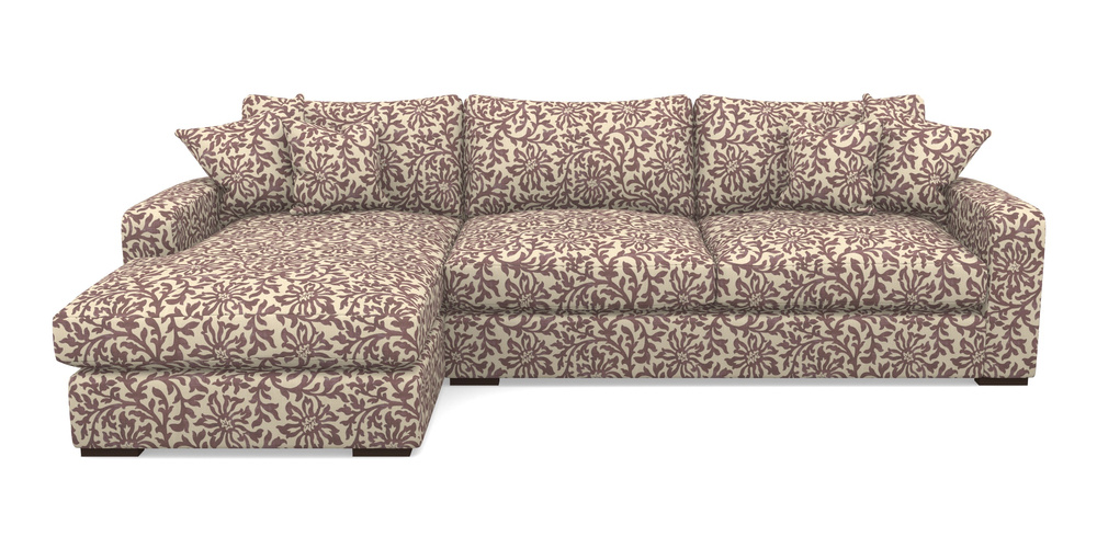 Product photograph of Stockbridge Chaise Lhf In V A Brompton Collection - Floral Scroll - Cacao from Sofas and Stuff Limited