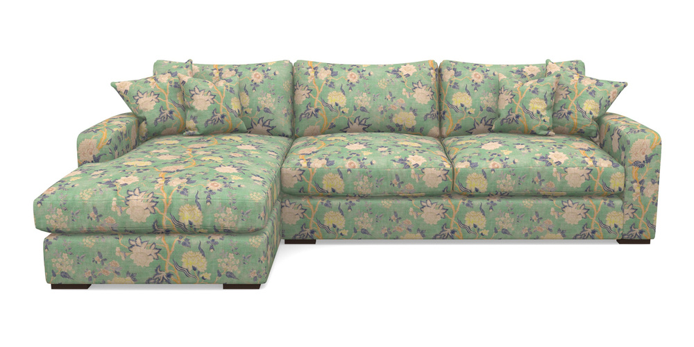 Product photograph of Stockbridge Chaise Lhf In Floral Linen - Floral Linen Even So Verde from Sofas and Stuff Limited