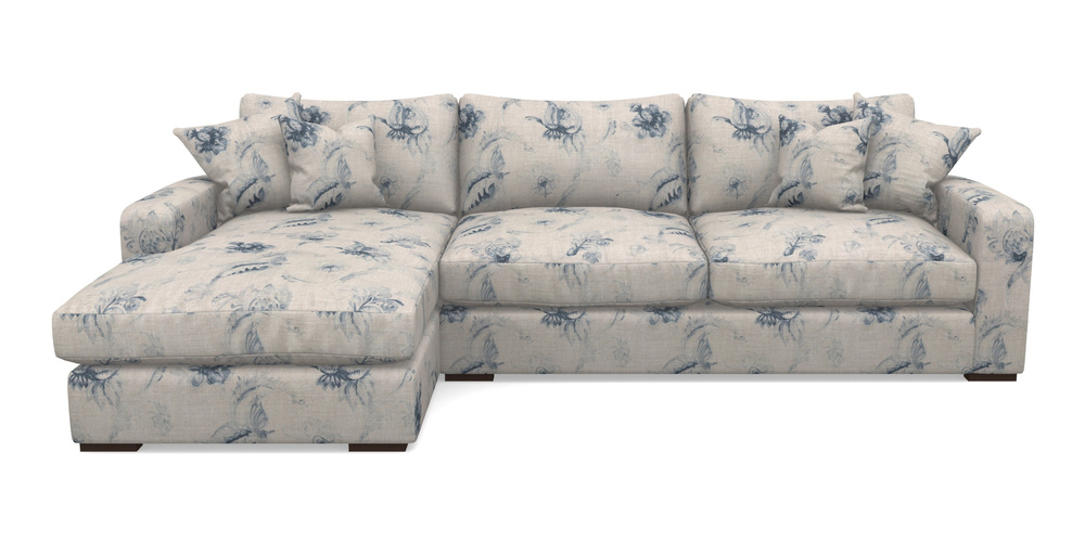 Product photograph of Stockbridge Chaise Lhf In Floral Linen - Floral Linen Lela Mystery Indigo from Sofas and Stuff Limited