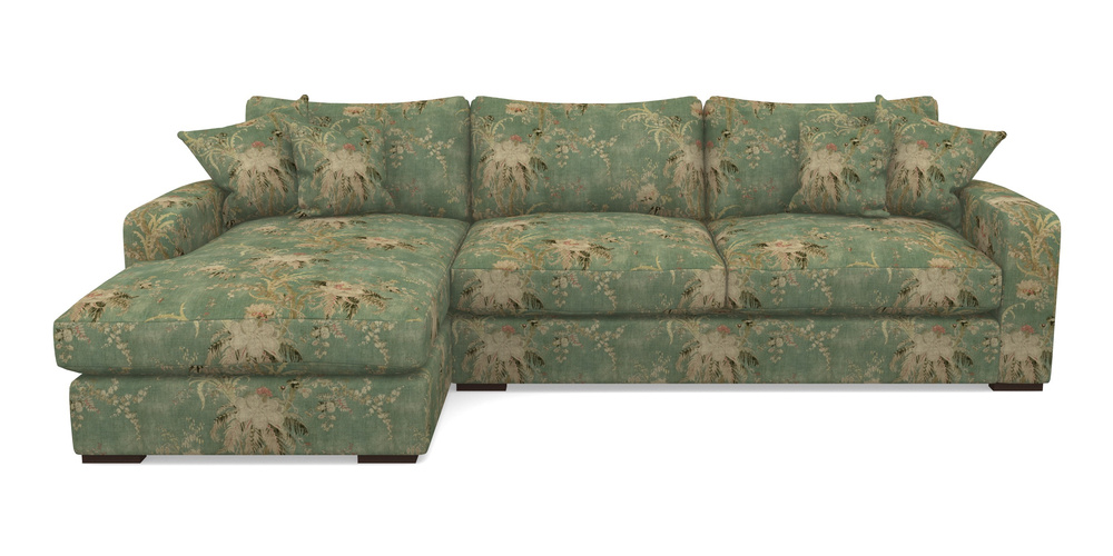 Product photograph of Stockbridge Chaise Lhf In Floral Linen - Zefferino Emerald from Sofas and Stuff Limited