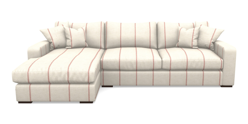 Product photograph of Stockbridge Chaise Lhf In Grain Sack Stripe - Red from Sofas and Stuff Limited