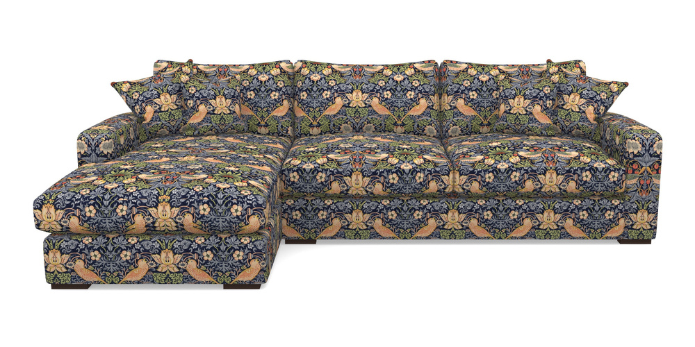 Product photograph of Stockbridge Chaise Lhf In William Morris Collection - Strawberry Thief - Indigo Mineral from Sofas and Stuff Limited