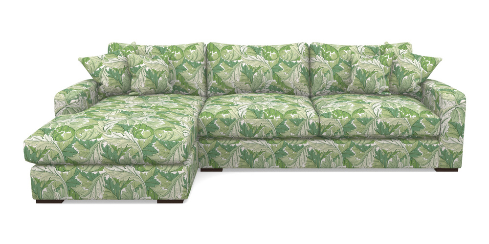 Product photograph of Stockbridge Chaise Lhf In William Morris Collection - Acanthus - Leaf Green from Sofas and Stuff Limited