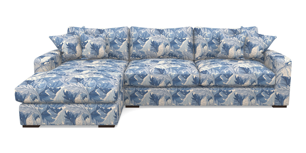 Product photograph of Stockbridge Chaise Lhf In William Morris Collection - Acanthus - Woad from Sofas and Stuff Limited