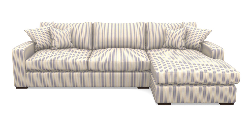 Product photograph of Stockbridge Chaise Rhf In Cloth 22 - Racing Stripes Ayr - Blueberry from Sofas and Stuff Limited