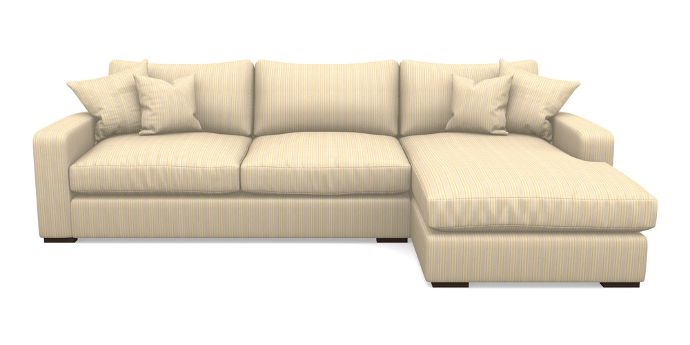 Product photograph of Stockbridge Chaise Rhf In Cloth 22 - Racing Stripes Ayr - Lemon from Sofas and Stuff Limited