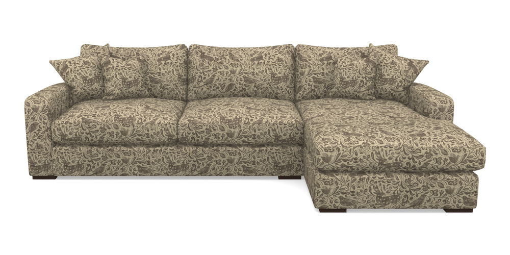 Product photograph of Stockbridge Chaise Rhf In V A Drawn From Nature - Bird And Rabbit - Brown from Sofas and Stuff Limited