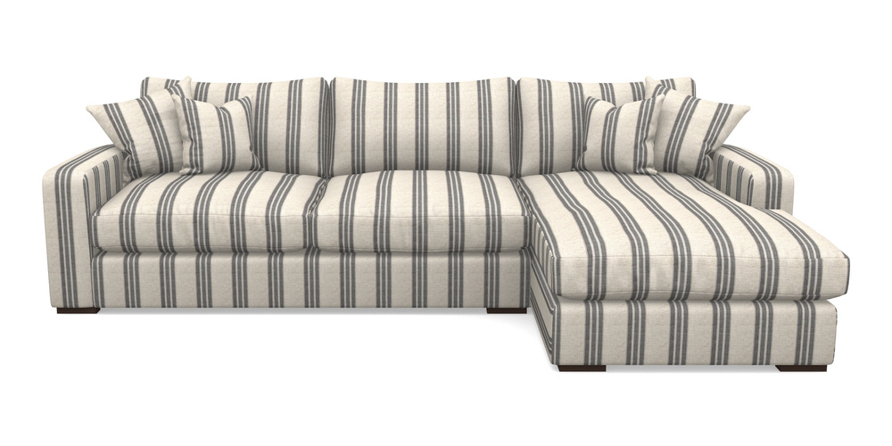 Product photograph of Stockbridge Chaise Rhf In Cloth 18 Stripes - Bengal - Bible Black from Sofas and Stuff Limited