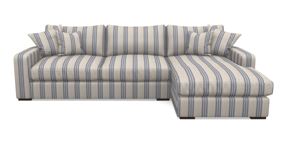 Product photograph of Stockbridge Chaise Rhf In Cloth 18 Stripes - Bengal - Indigo from Sofas and Stuff Limited