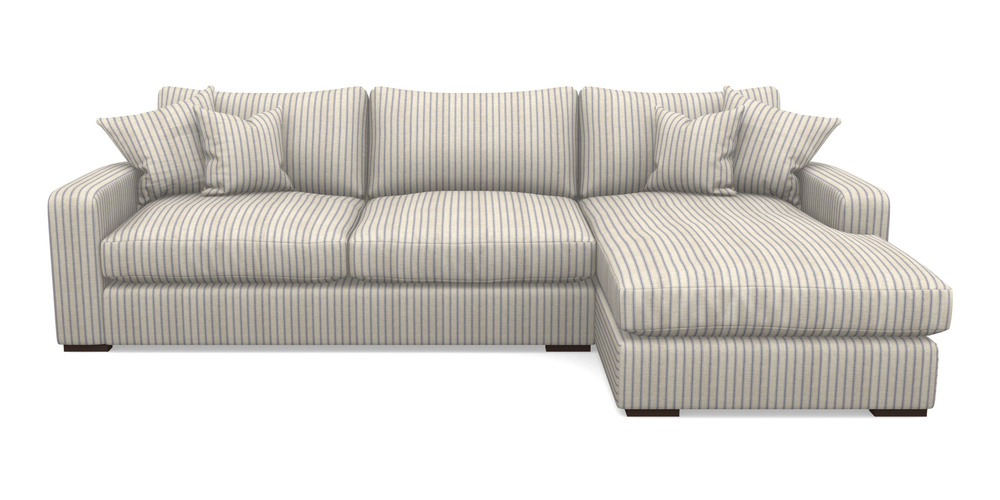 Product photograph of Stockbridge Chaise Rhf In Cloth 18 Stripes - Ticking - Indigo from Sofas and Stuff Limited