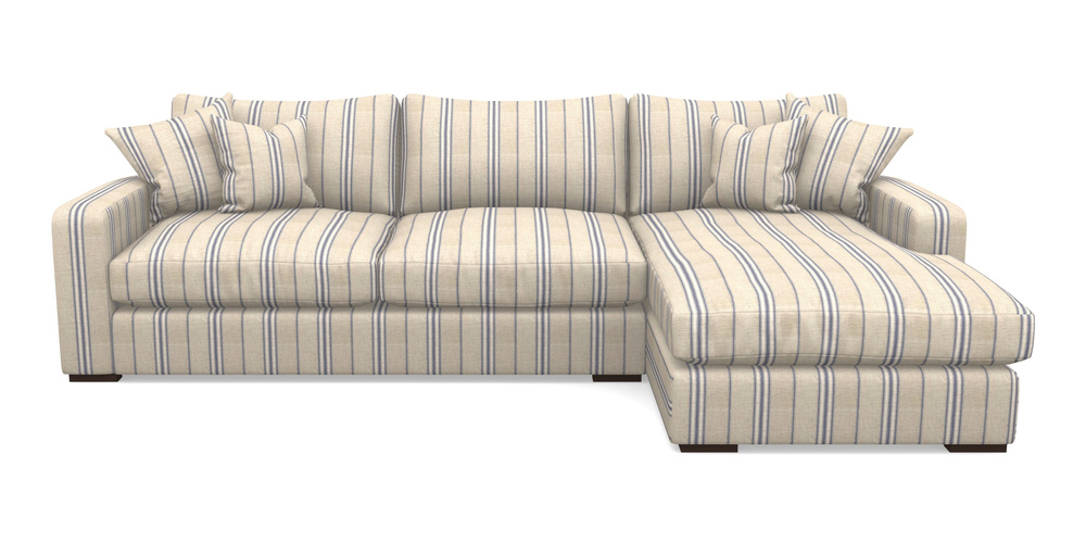 Product photograph of Stockbridge Chaise Rhf In Cloth 18 Stripes - Regimental - Indigo from Sofas and Stuff Limited