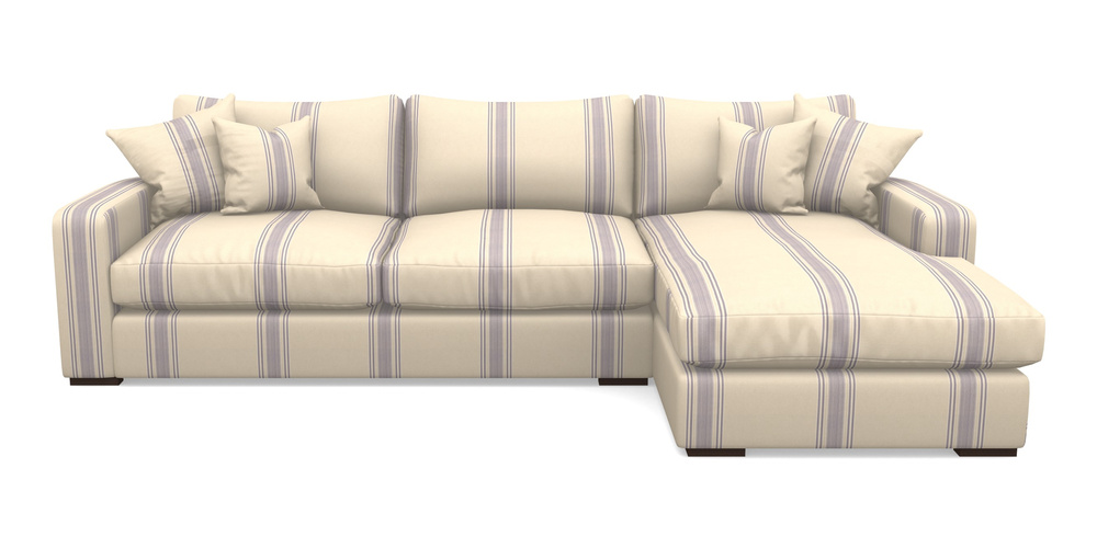 Product photograph of Stockbridge Chaise Rhf In Cloth 22 - Racing Stripes Cheltenham - Blueberry from Sofas and Stuff Limited