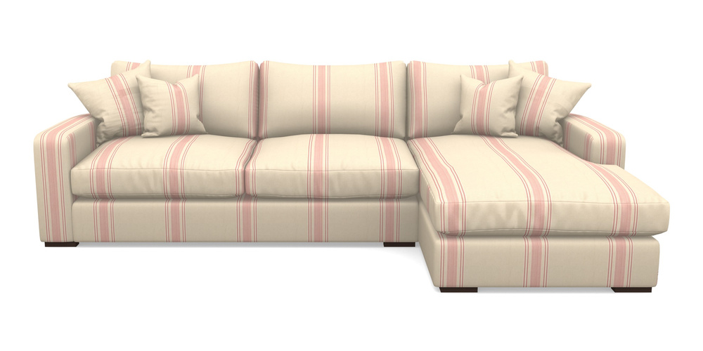 Product photograph of Stockbridge Chaise Rhf In Cloth 22 - Racing Stripes Cheltenham - Cherry from Sofas and Stuff Limited