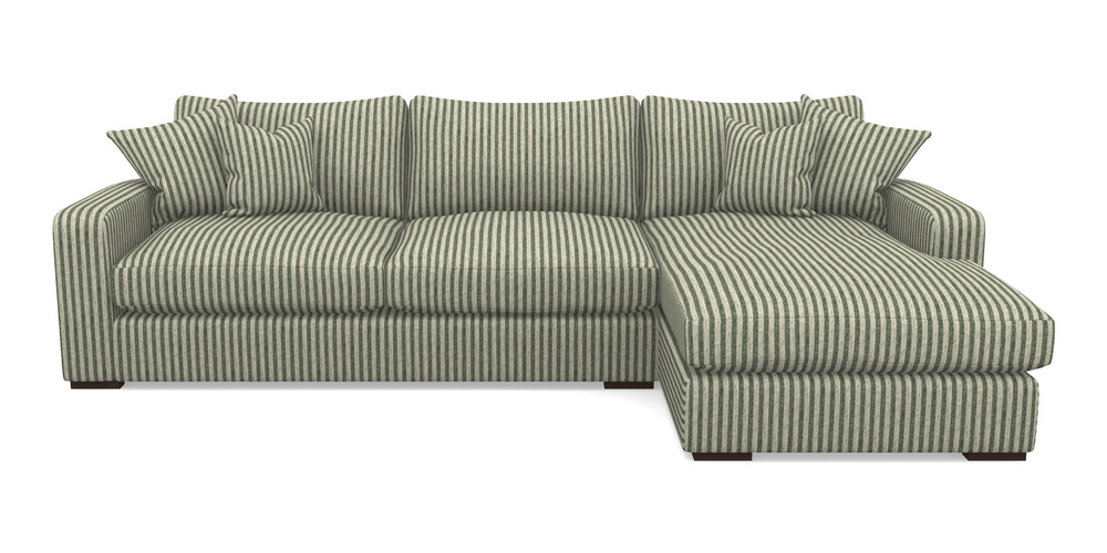 Product photograph of Stockbridge Chaise Rhf In Cloth 22 - Pinstripe - Courgette from Sofas and Stuff Limited